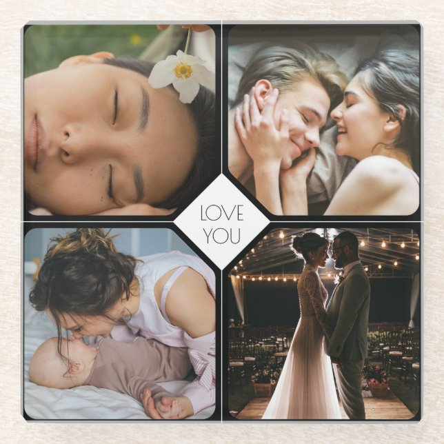 Create Your Own 4 photos Glass Coaster (Front)