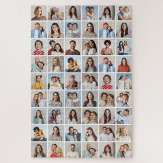 Create Your Own 54 Photo Collage Editable Colour Jigsaw Puzzle