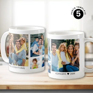 Create Your Own 5 Family Photo Collage White   Coffee Mug