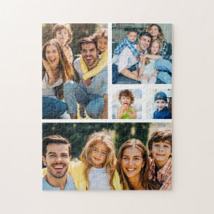 Create Your Own 5 Family Photo Collage White Jigsaw Puzzle