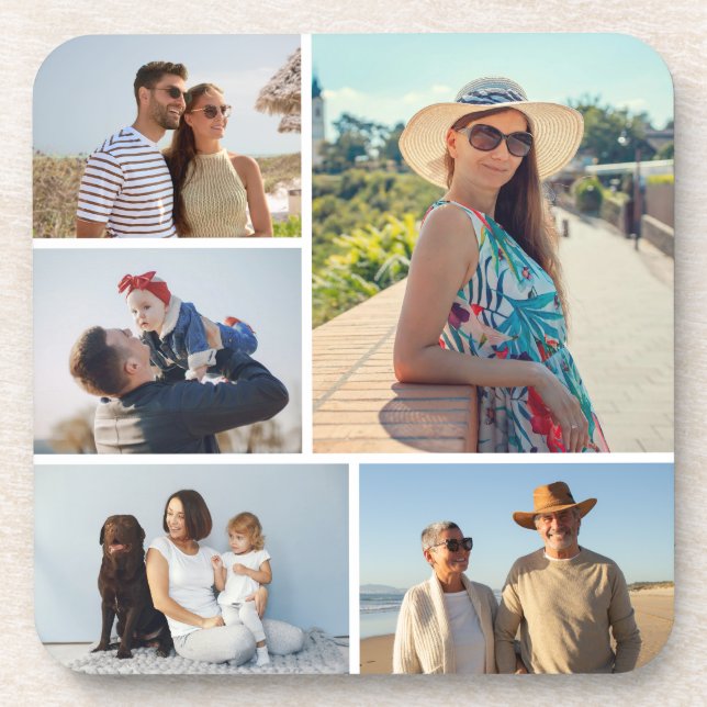 Create Your Own 5 Photo Collage Coaster (Front)