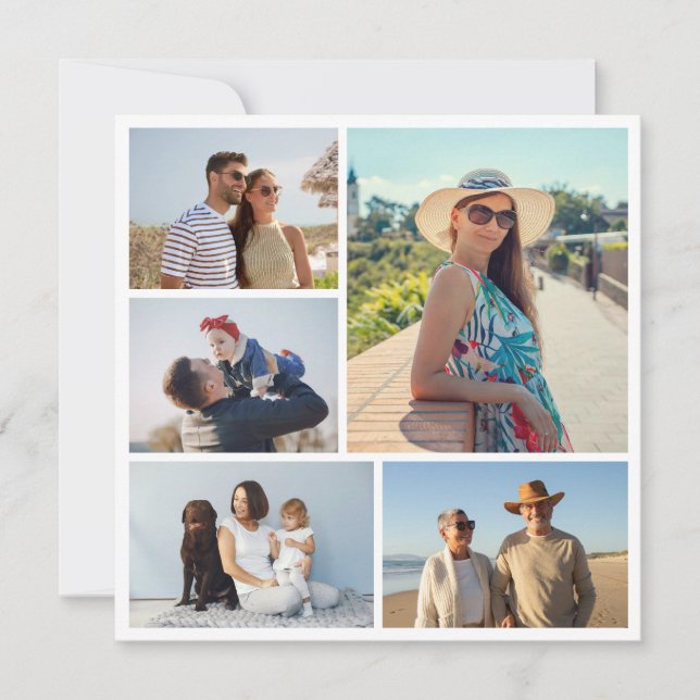 Create Your Own 5 Photo Collage Flat Card (Front)