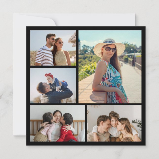 Create Your Own 5 Photo Collage Flat Card (Front)