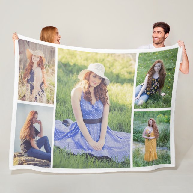 Create Your Own 5 Photo Collage Fleece Blanket (In Situ)