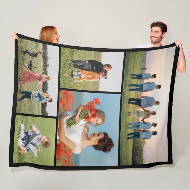 Create Your Own 5 Photo Collage Fleece Blanket (In Situ)