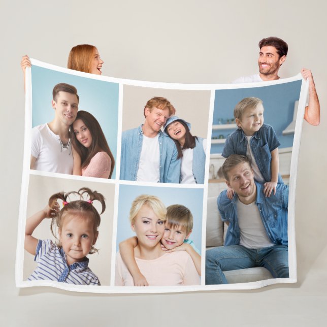 Create Your Own 5 Photo Collage Fleece Blanket (In Situ)