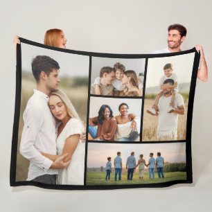 Create Your Own 5 Photo Collage Fleece Blanket