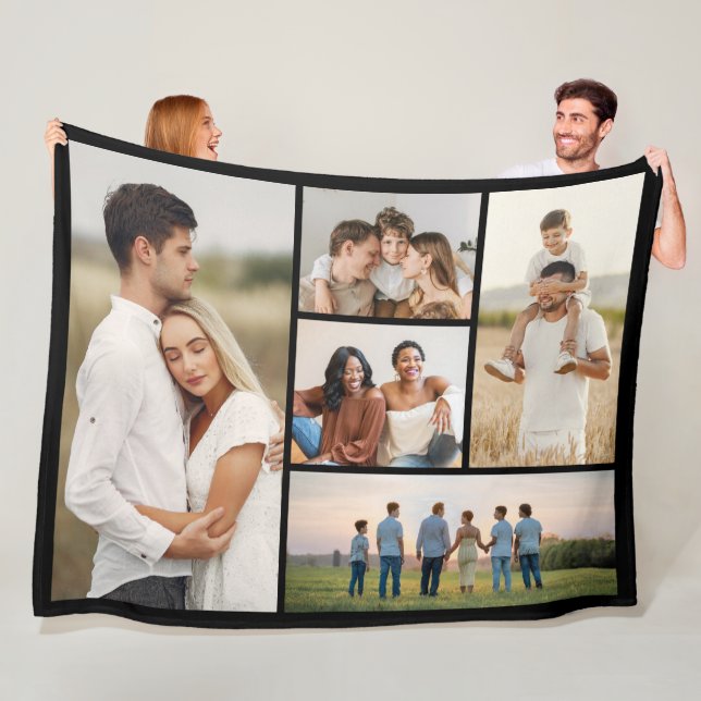 Create Your Own 5 Photo Collage Fleece Blanket (In Situ)