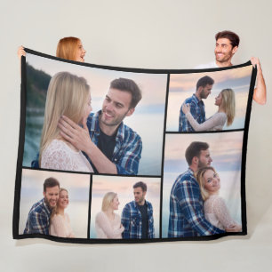 Create Your Own 5 Photo Collage Fleece Blanket