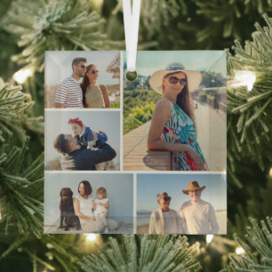 Create Your Own 5 Photo Collage Glass Tree Decoration