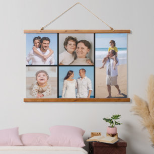 Create Your Own 5 Photo Collage Hanging Tapestry