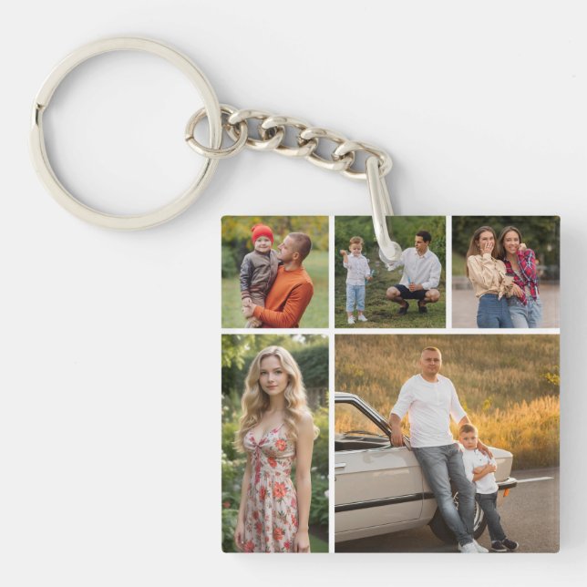 Create Your Own 5 Photo Collage Key Ring (Front)