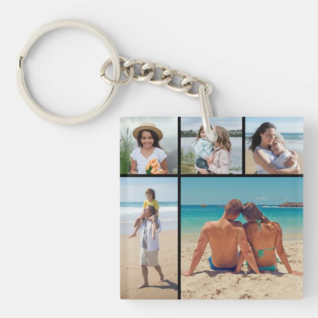 Create Your Own 5 Photo Collage Key Ring (Front)