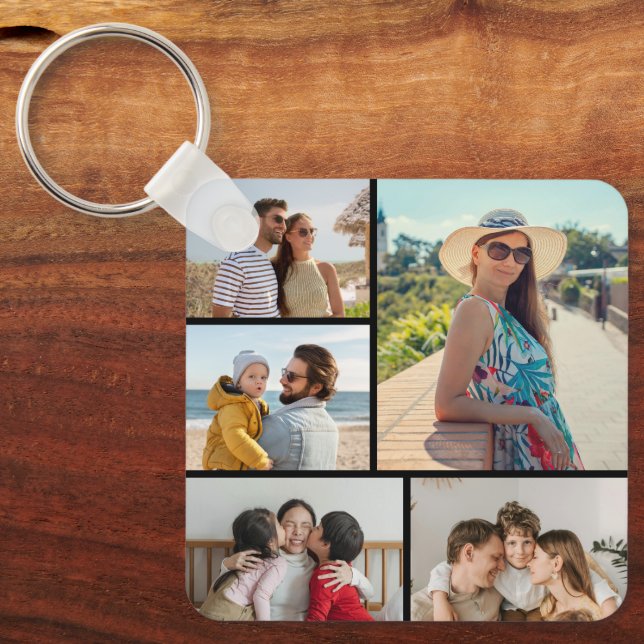 Create Your Own 5 Photo Collage Key Ring (Front)