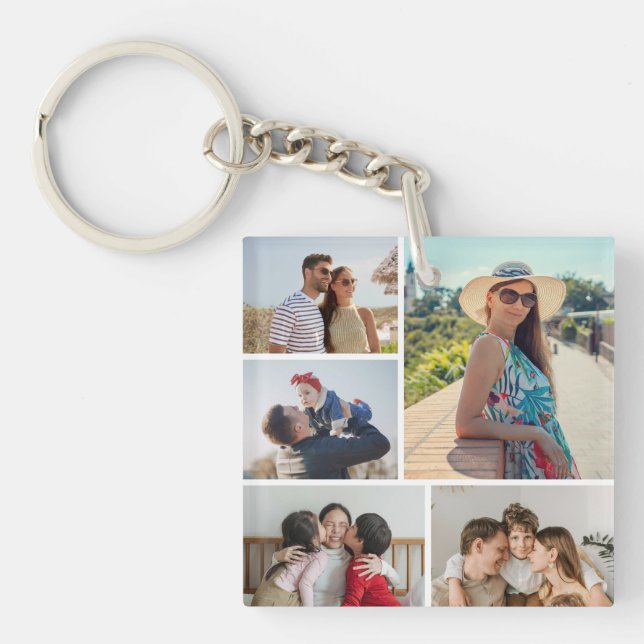 Create Your Own 5 Photo Collage Key Ring (Front)