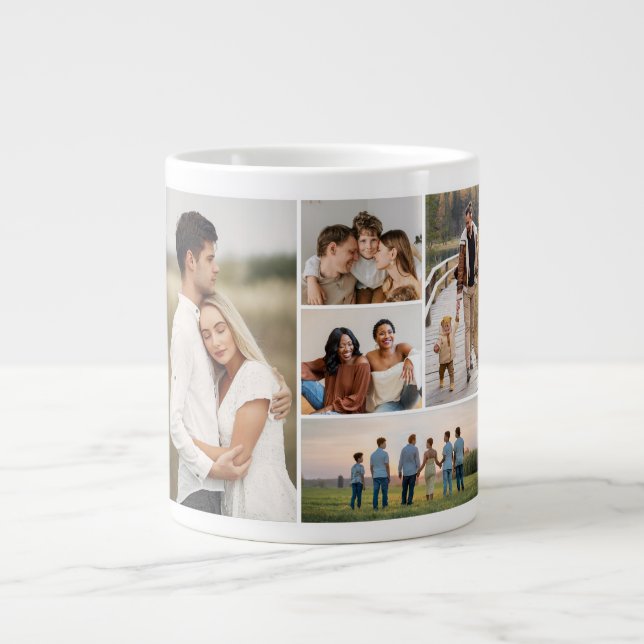 Create Your Own 5 Photo Collage Large Coffee Mug (Front)