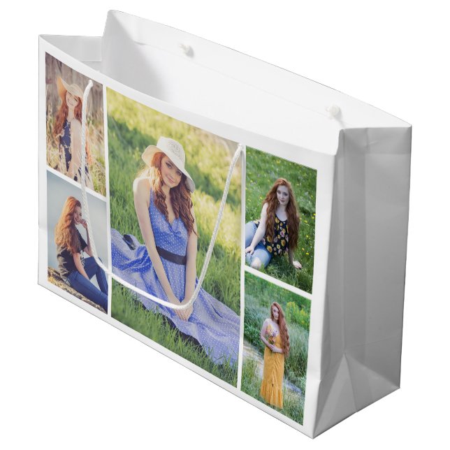 Create Your Own 5 Photo Collage Large Gift Bag (Front Angled)