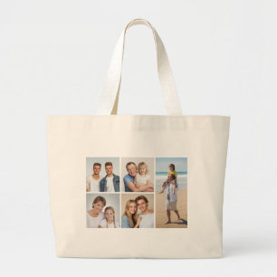 Create Your Own 5 Photo Collage Large Tote Bag