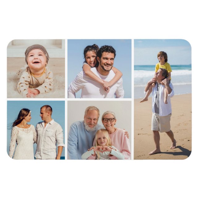 Create Your Own 5 Photo Collage Magnet (Horizontal)