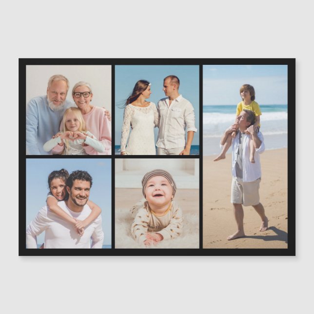 Create Your Own 5 Photo Collage Magnetic Card (Front)