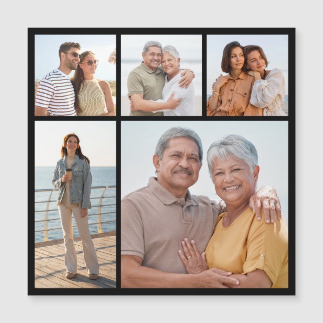 Create Your Own 5 Photo Collage Magnetic Card (Front)