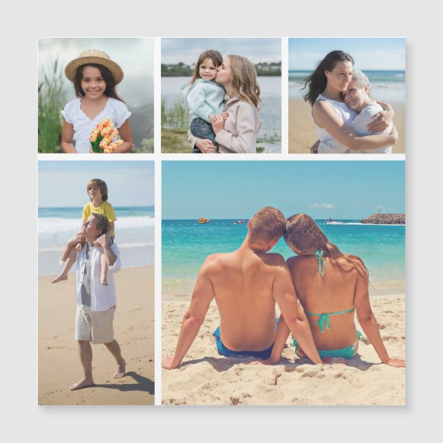 Create Your Own 5 Photo Collage Magnetic Card (Front)