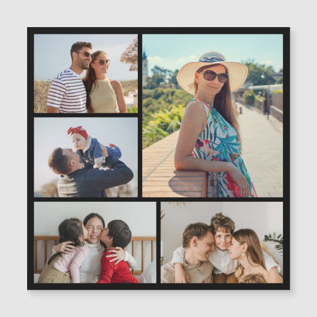 Create Your Own 5 Photo Collage Magnetic Card (Front)