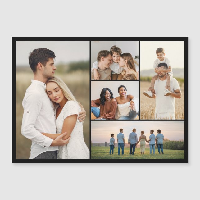 Create Your Own 5 Photo Collage Magnetic Card (Front)