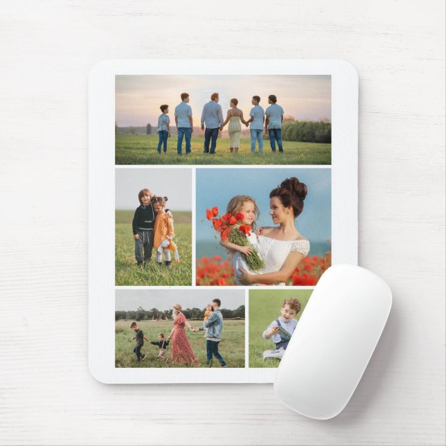 Create Your Own 5 Photo Collage Mouse Pad (With Mouse)