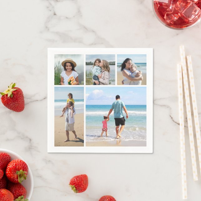 Create Your Own 5 Photo Collage Napkin