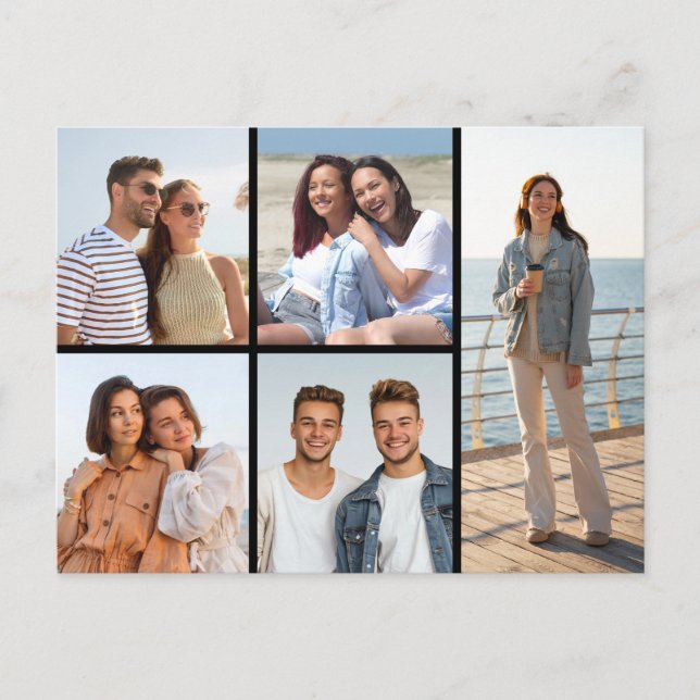 Create Your Own 5 Photo Collage Postcard (Front)