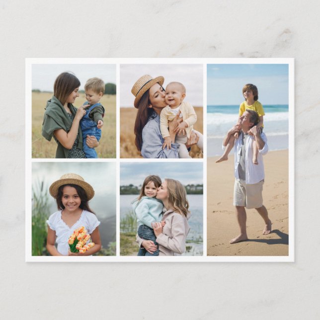 Create Your Own 5 Photo Collage Postcard (Front)