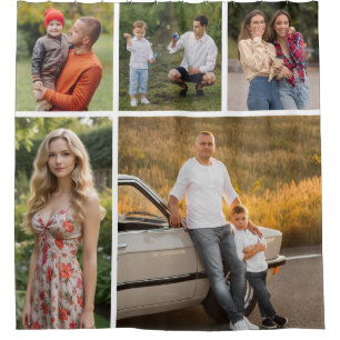 Create Your Own 5 Photo Collage Shower Curtain