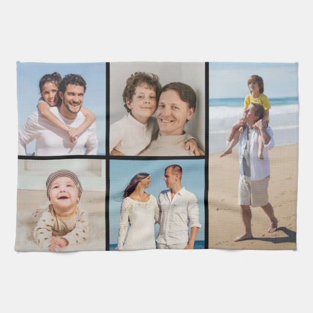 Create Your Own 5 Photo Collage Tea Towel (Horizontal)