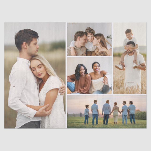 Create Your Own 5 Photo Collage Tissue Paper (Front)