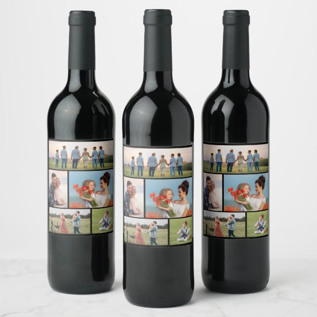 Create Your Own 5 Photo Collage Wine Label (Bottles)