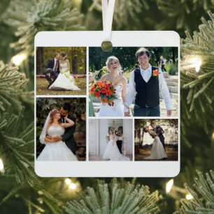 Create Your Own 5 Photo Wedding Collage Metal Tree Decoration