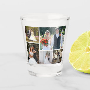 Create Your Own 5 Photo Wedding Collage Shot Glass
