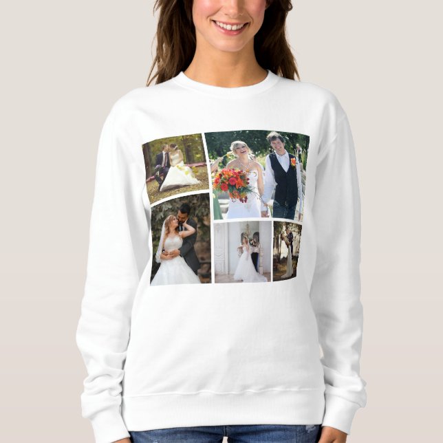 Create Your Own 5 Photo Wedding Collage Sweatshirt (Front)