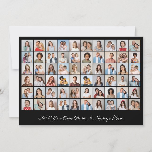 Create Your Own 60 Photo Collage Add Your Greeting Invitation (Front)