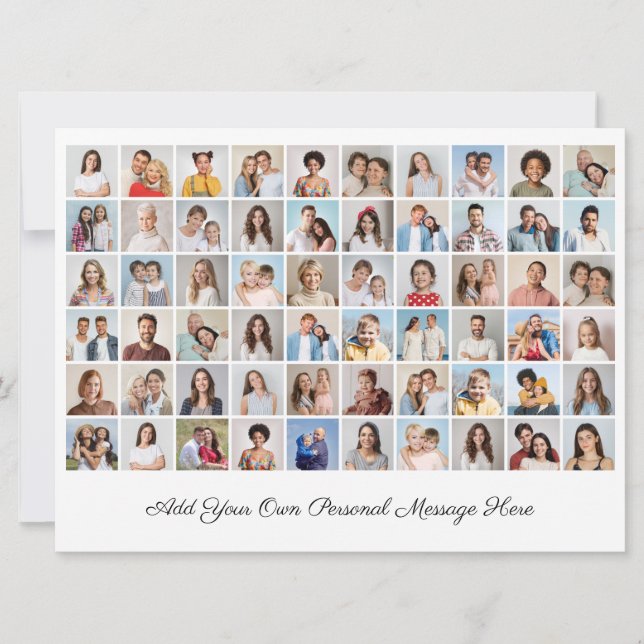 Create Your Own 60 Photo Collage Add Your Greeting Invitation (Front)