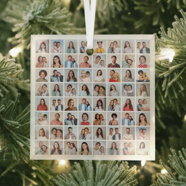 Create Your Own 64 Photo Collage Glass Tree Decoration (Insitu)