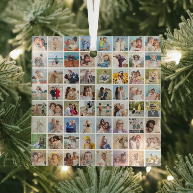 Create Your Own 64 Photo Collage Glass Tree Decoration (Insitu)