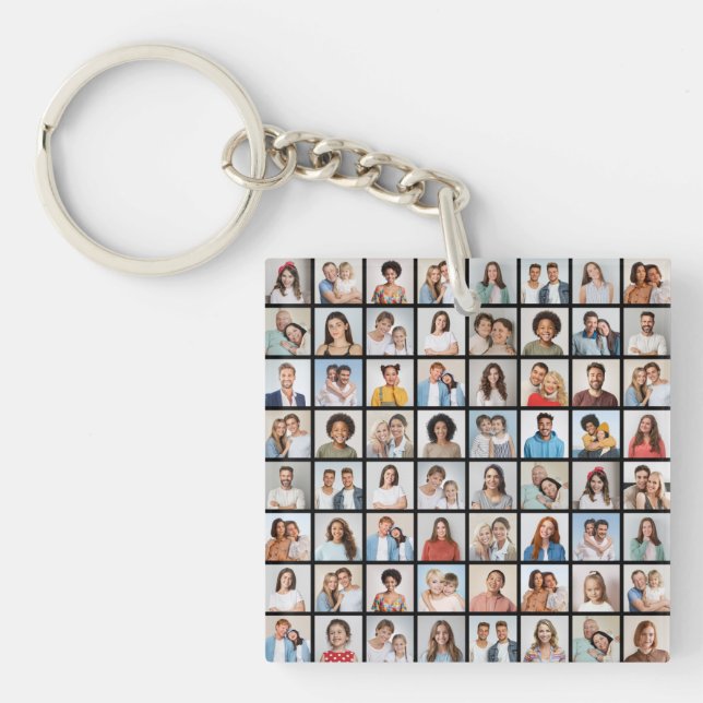 Create Your Own 64 Photo Collage Key Ring (Front)