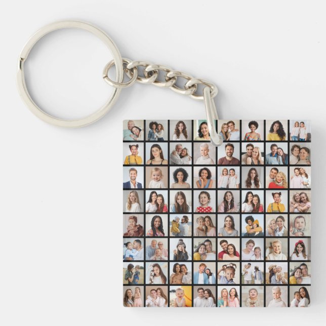 Create Your Own 64 Photo Collage Key Ring (Front)