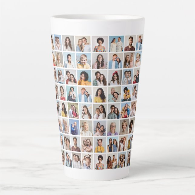 Create Your Own 64 Photo Collage Latte Mug (Front)