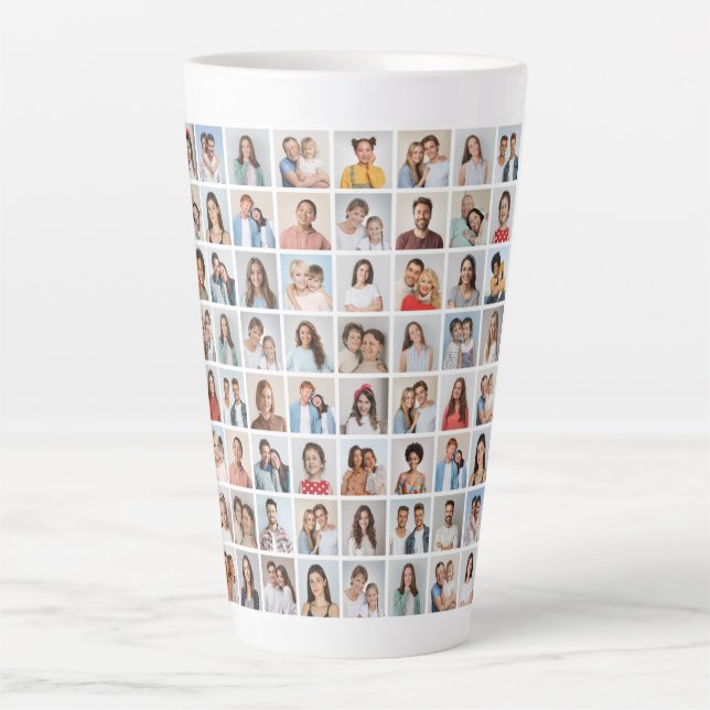 Create Your Own 64 Photo Collage Latte Mug (Front)