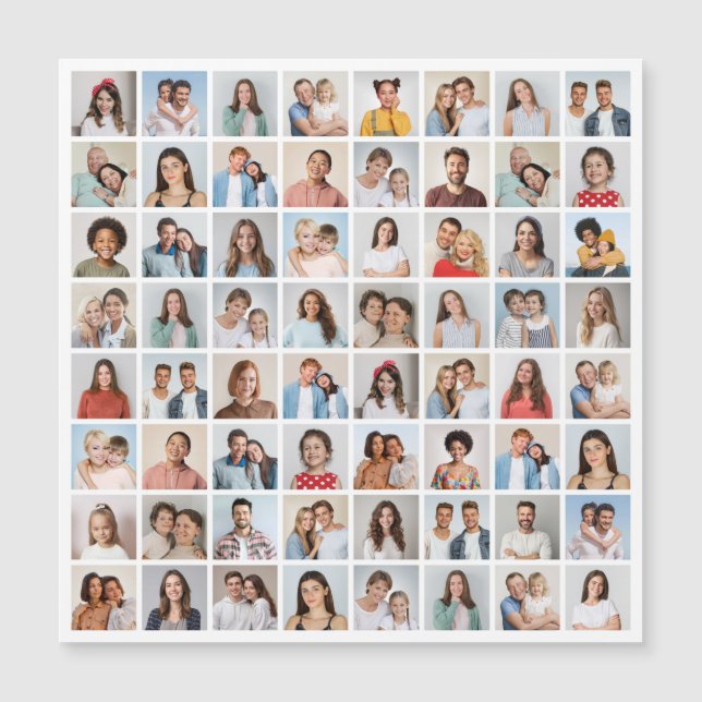 Create Your Own 64 Photo Collage Magnetic Card (Front)