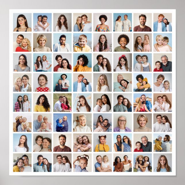 Create Your Own 64 Photo Collage Poster (Front)