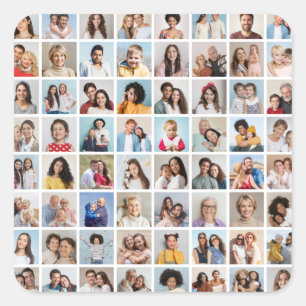 Create Your Own 64 Photo Collage Square Sticker